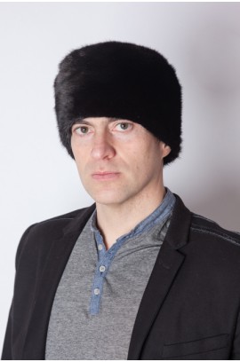 Black mink fur hat - unisex